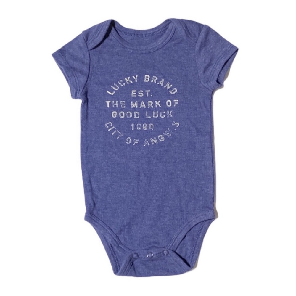 Lucky Brand “The mark of Good Luck” short sleeve bodysuit 6-9m